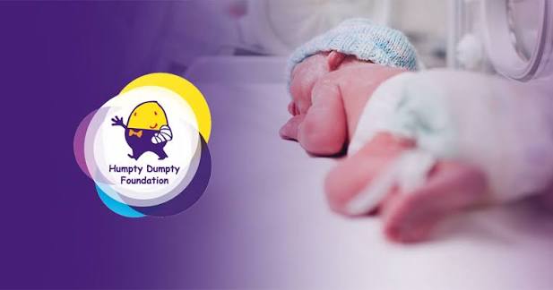 Humpty Dumpty Foundation and a baby receiving hospital care